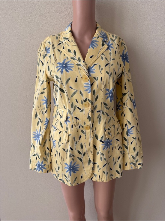 MOSCHINO Women\'s Yellow Floral Button-Front Jacket